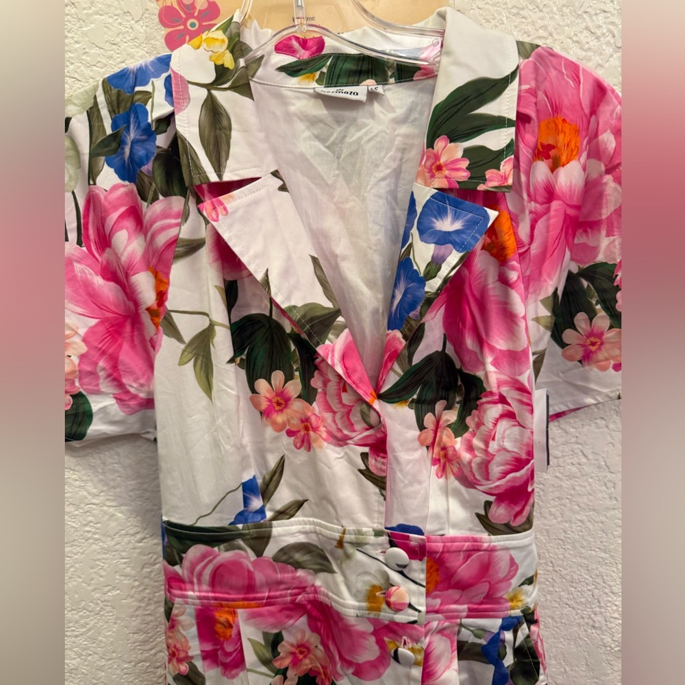 Hermoza Blooming In Breeze  Floral A-Line & Waist Defining Cotton Dress S-Small - Picture 12 of 16